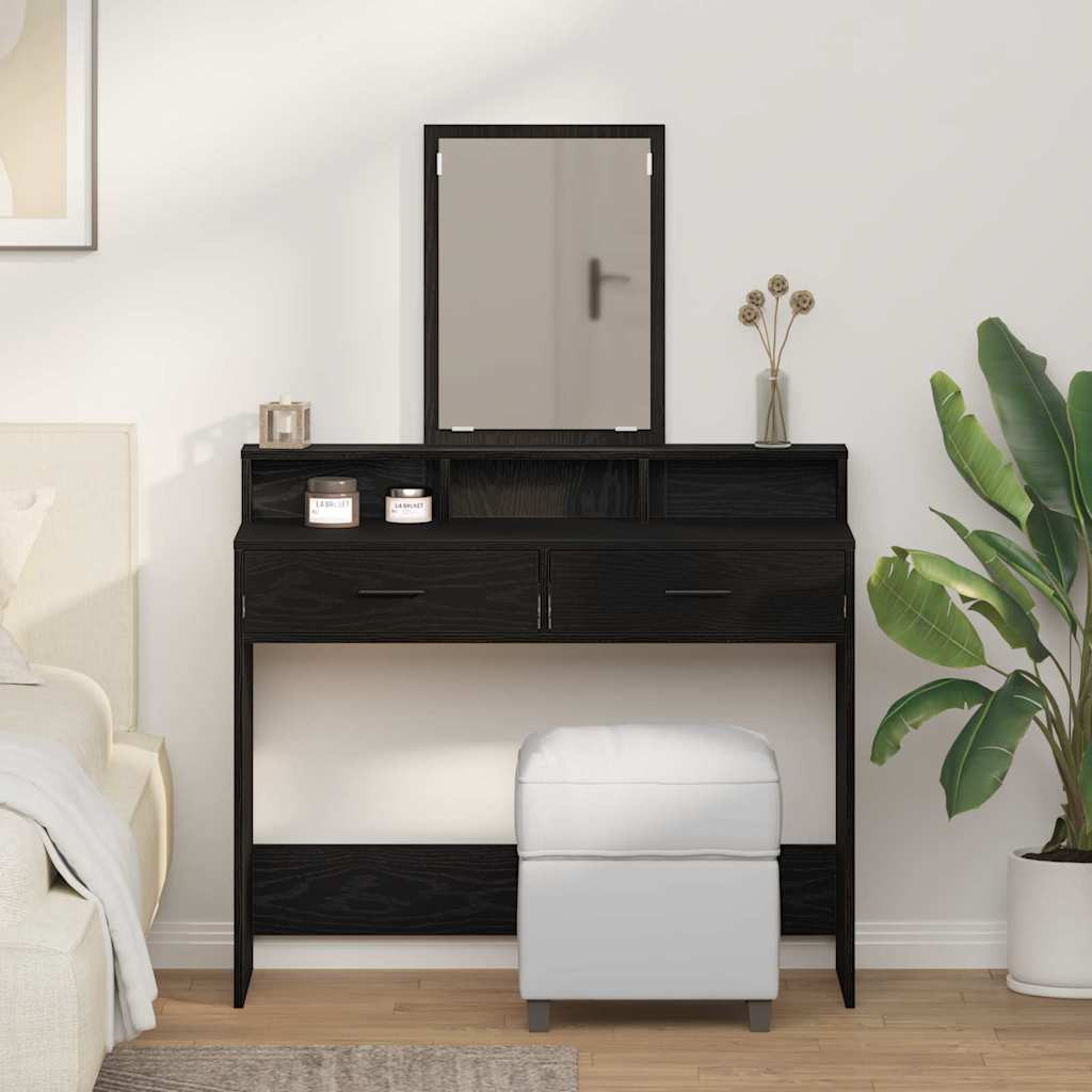 vidaXL Schminktisch mit Regal Schwarz Eichen-Optik 100 x 41 x 140 cm