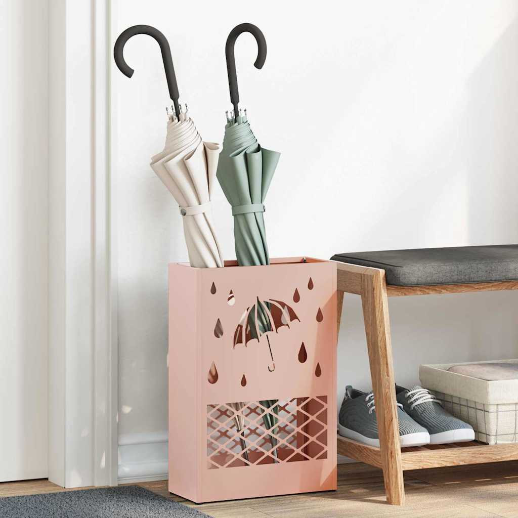 vidaXL Regenschirmständer Rosa 28 x 12 x 41 cm Stahl