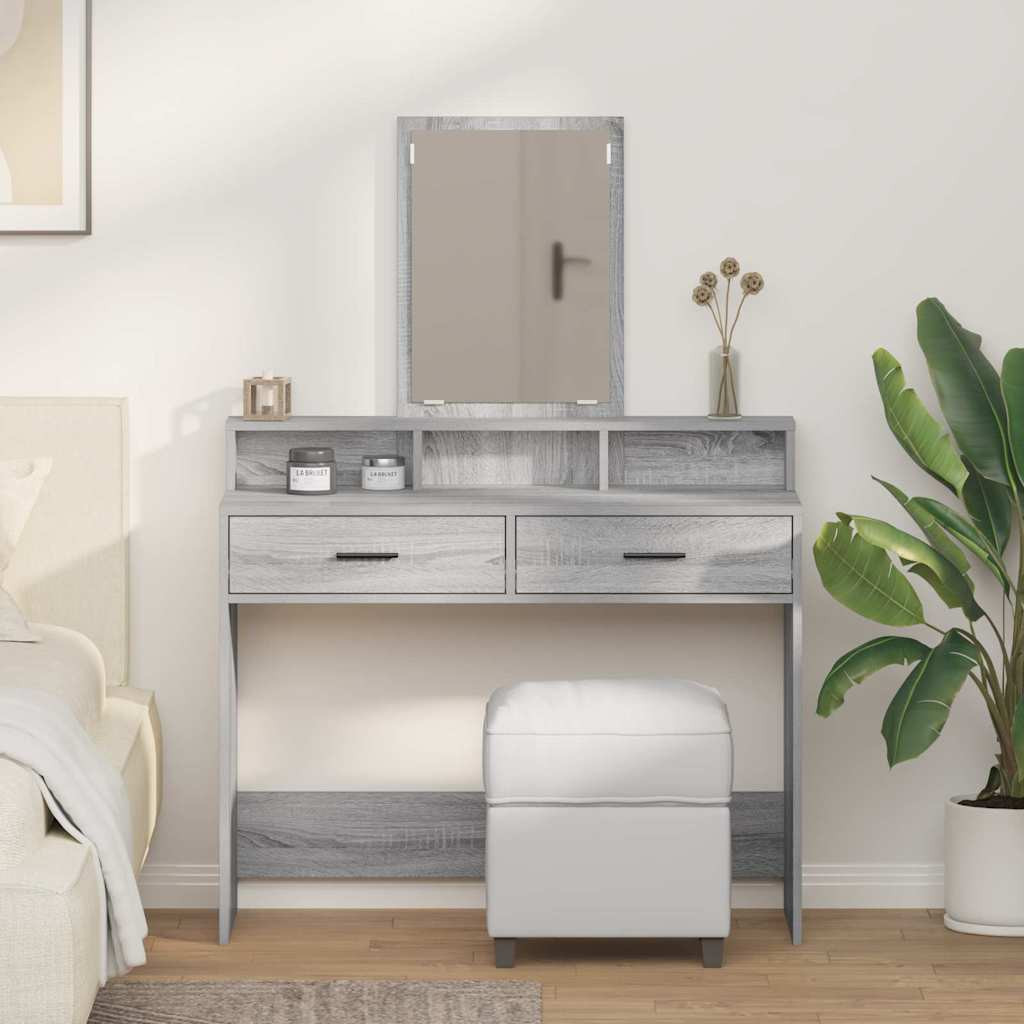 vidaXL Schminktisch Graues Sonoma 100 x 41 x 140 cm Holzwerkstoff