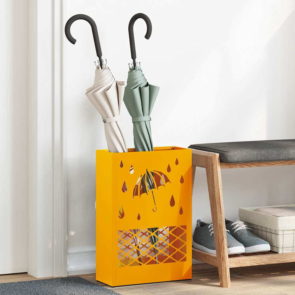 vidaXL Regenschirmständer Senfgelb 28 x 12 x 41 cm Stahl