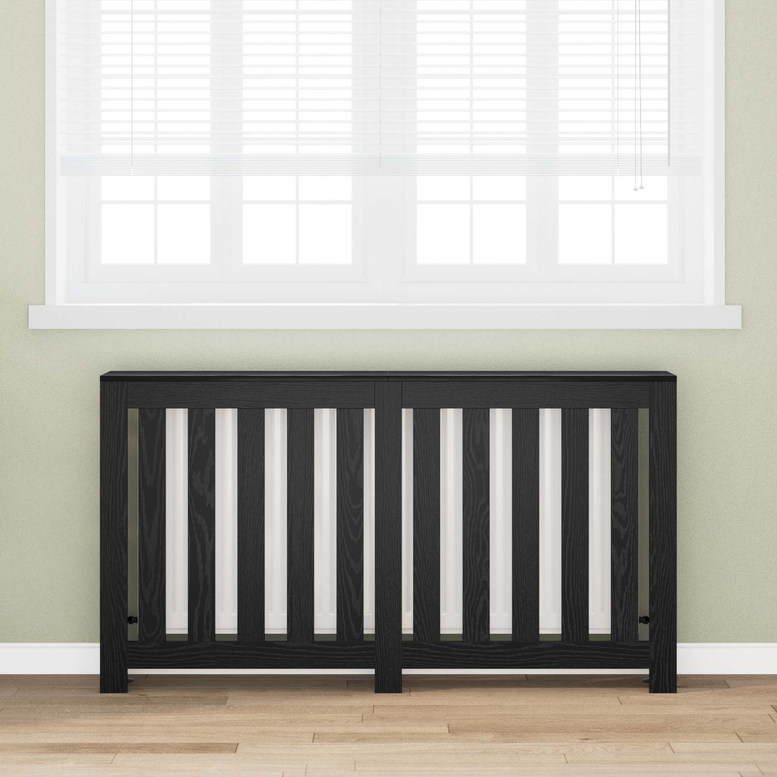 vidaXL Heizkörperabdeckung Schwarz Eichen-Optik 149 x 20 x 82 cm