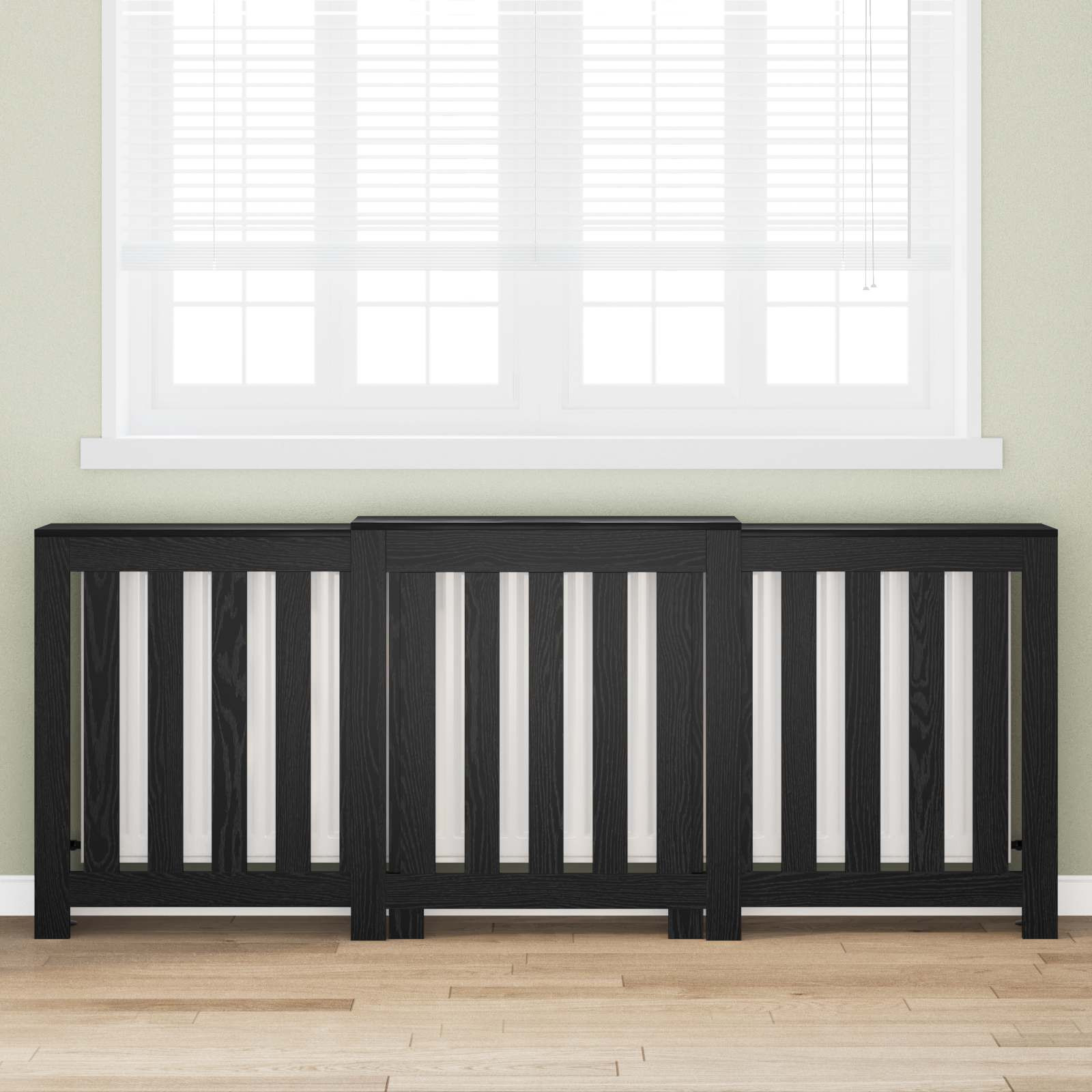 vidaXL Heizkörperabdeckung Schwarz Eichen-Optik 205 x 21,5 x 83,5 cm