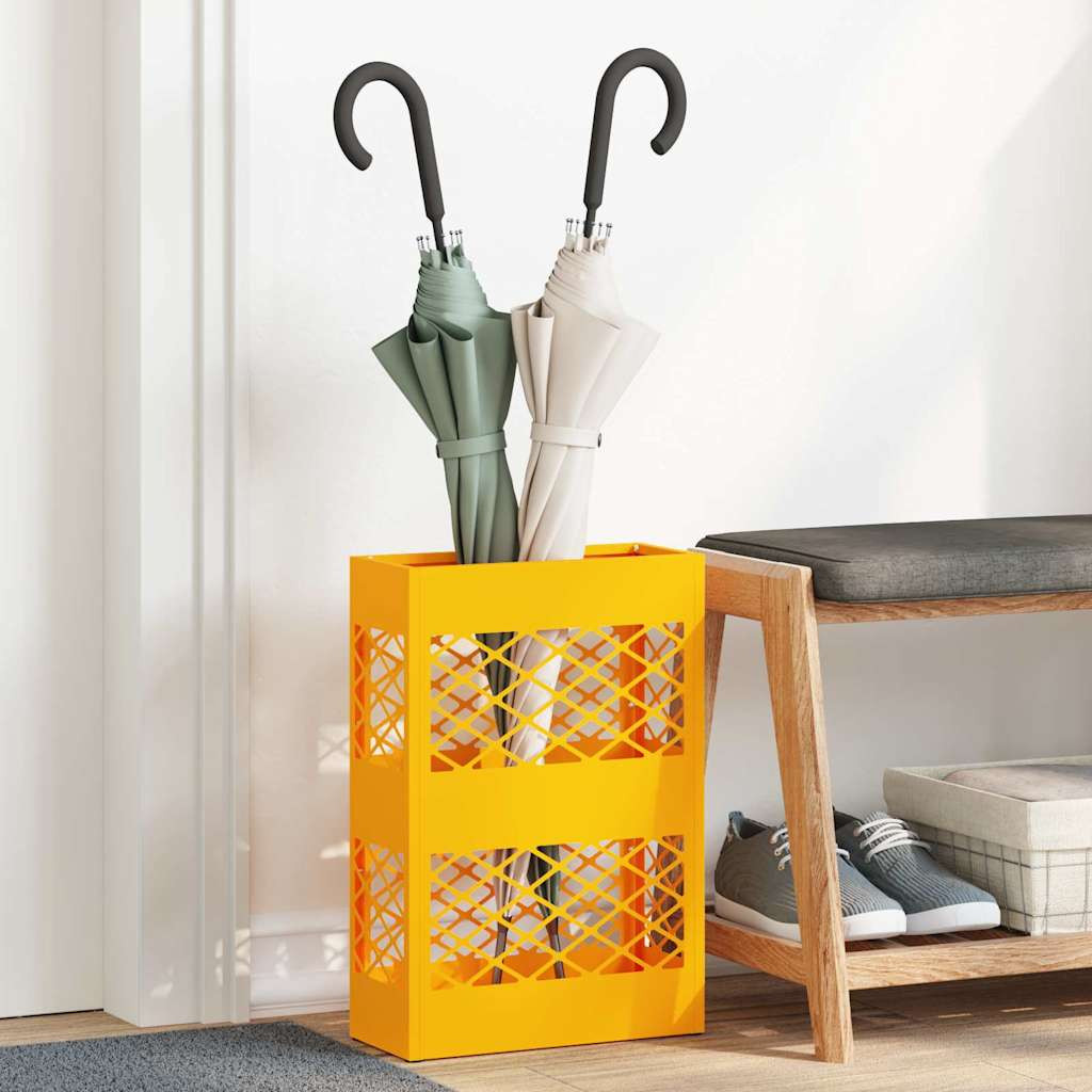 vidaXL Regenschirmständer Senfgelb 28 x 12 x 41 cm Stahl
