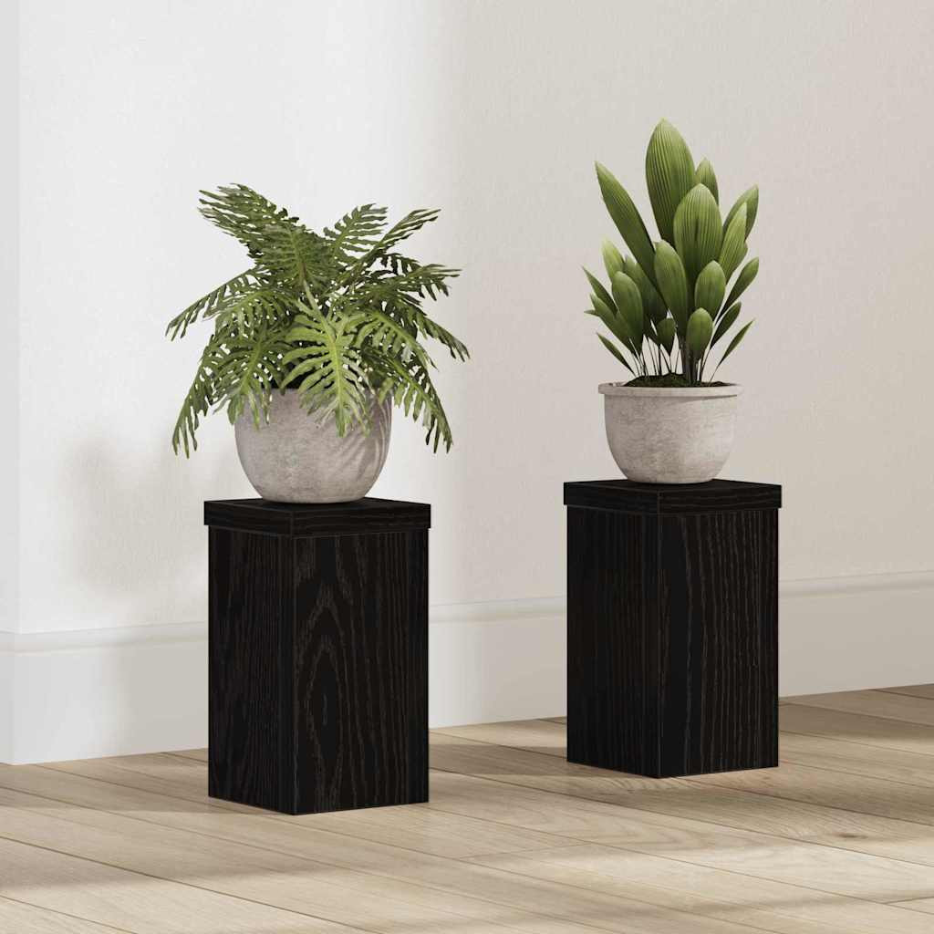 vidaXL Pflanzenständer 2 pcs Schwarz Eichen-Optik 10 x 10 x 18 cm