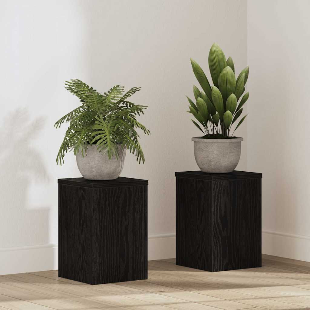 vidaXL Pflanzenständer 2 pcs Schwarz Eichen-Optik 20 x 20 x 30 cm