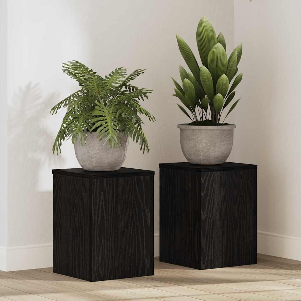 vidaXL Pflanzenständer 2 pcs Schwarz Eichen-Optik 25 x 25 x 35 cm