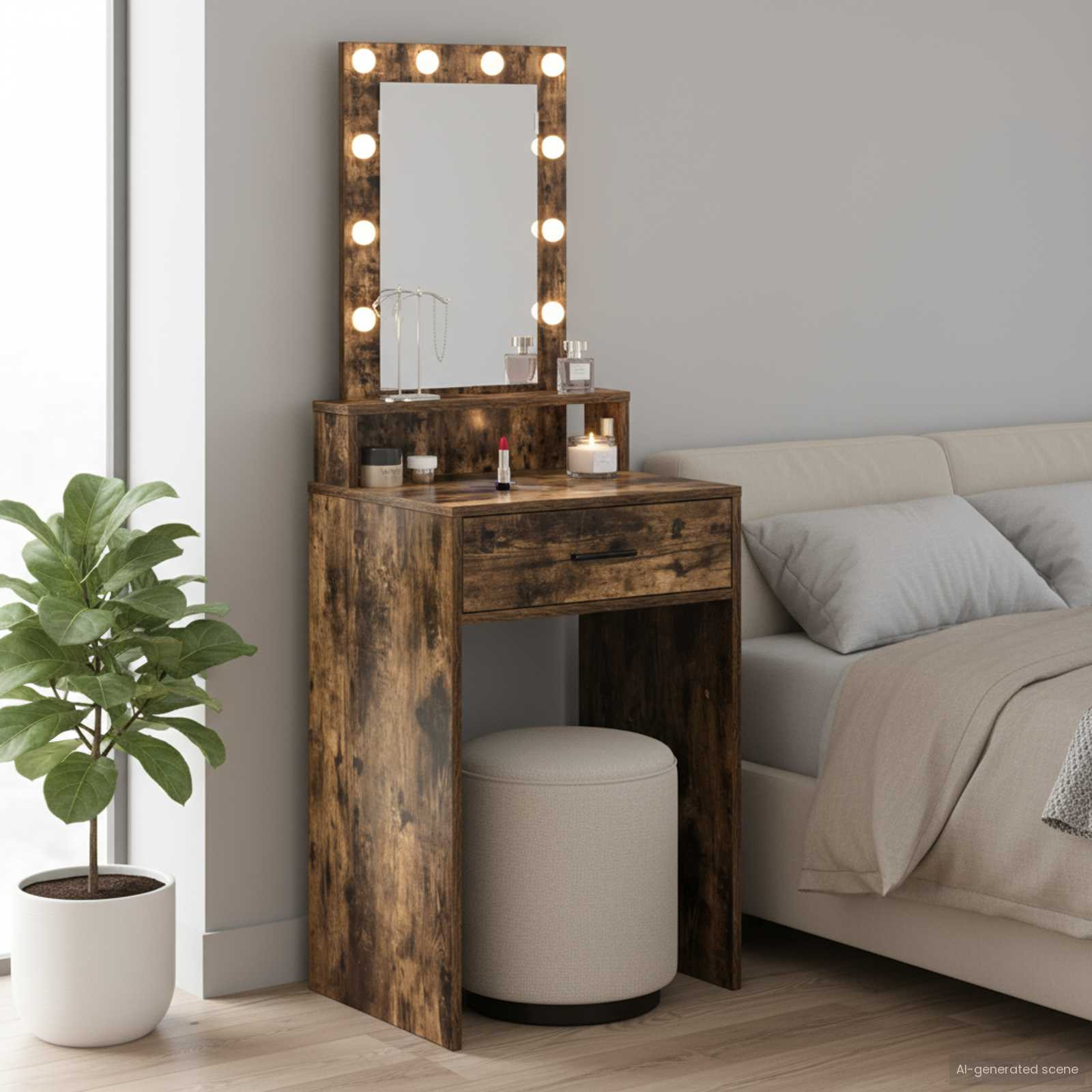 vidaXL Schminktisch mit Speicher Braun 50 x 41 x 140 cm Holzwerkstoff