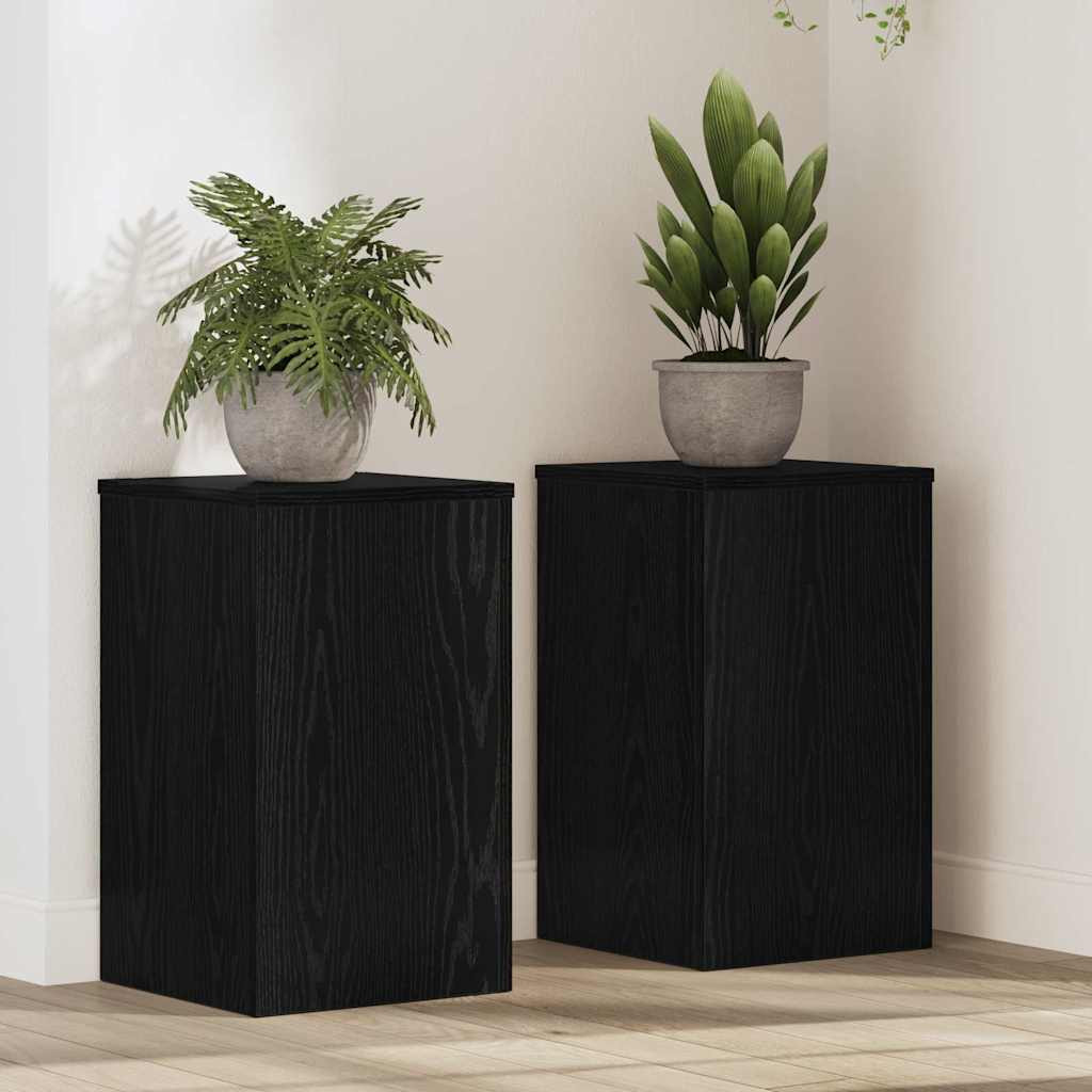 vidaXL Pflanzenständer 2 pcs Schwarz Eichen-Optik 30 x 30 x 50 cm