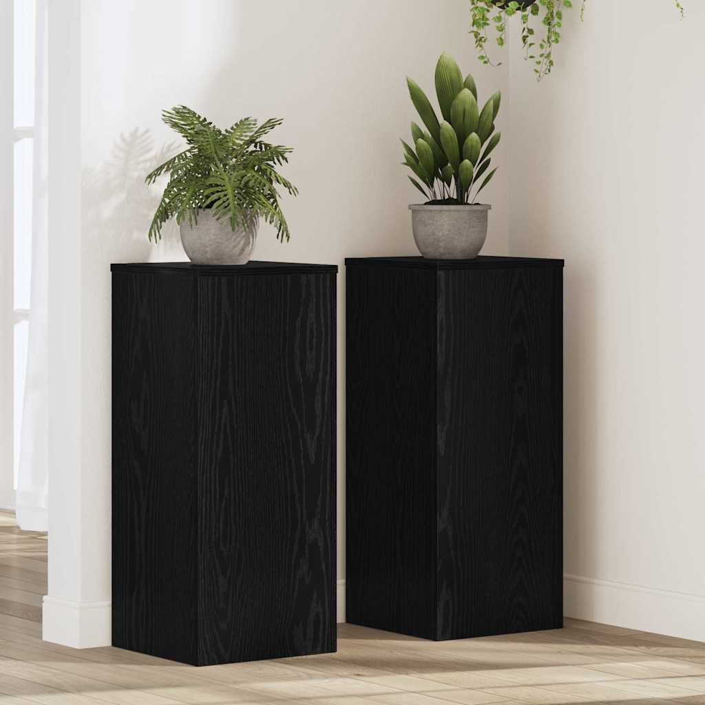 vidaXL Pflanzenständer 2 pcs Schwarz Eichen-Optik 30 x 30 x 70 cm