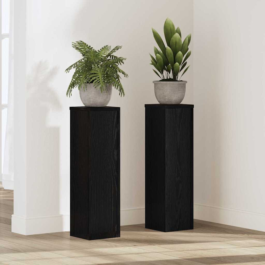 vidaXL Pflanzenständer 2 pcs Schwarz Eichen-Optik 17 x 17 x 60 cm
