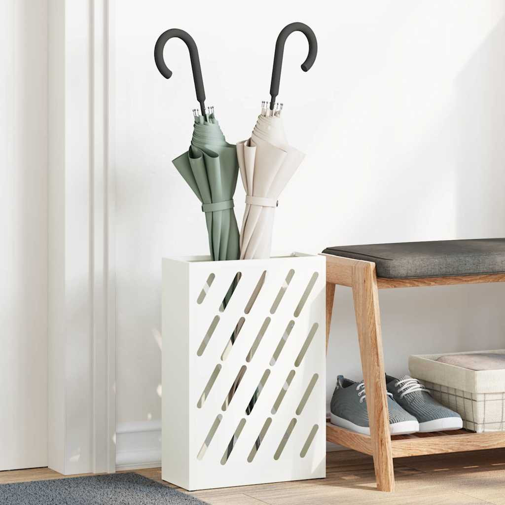 vidaXL Regenschirmständer Weiß 28 x 12 x 41 cm Stahl