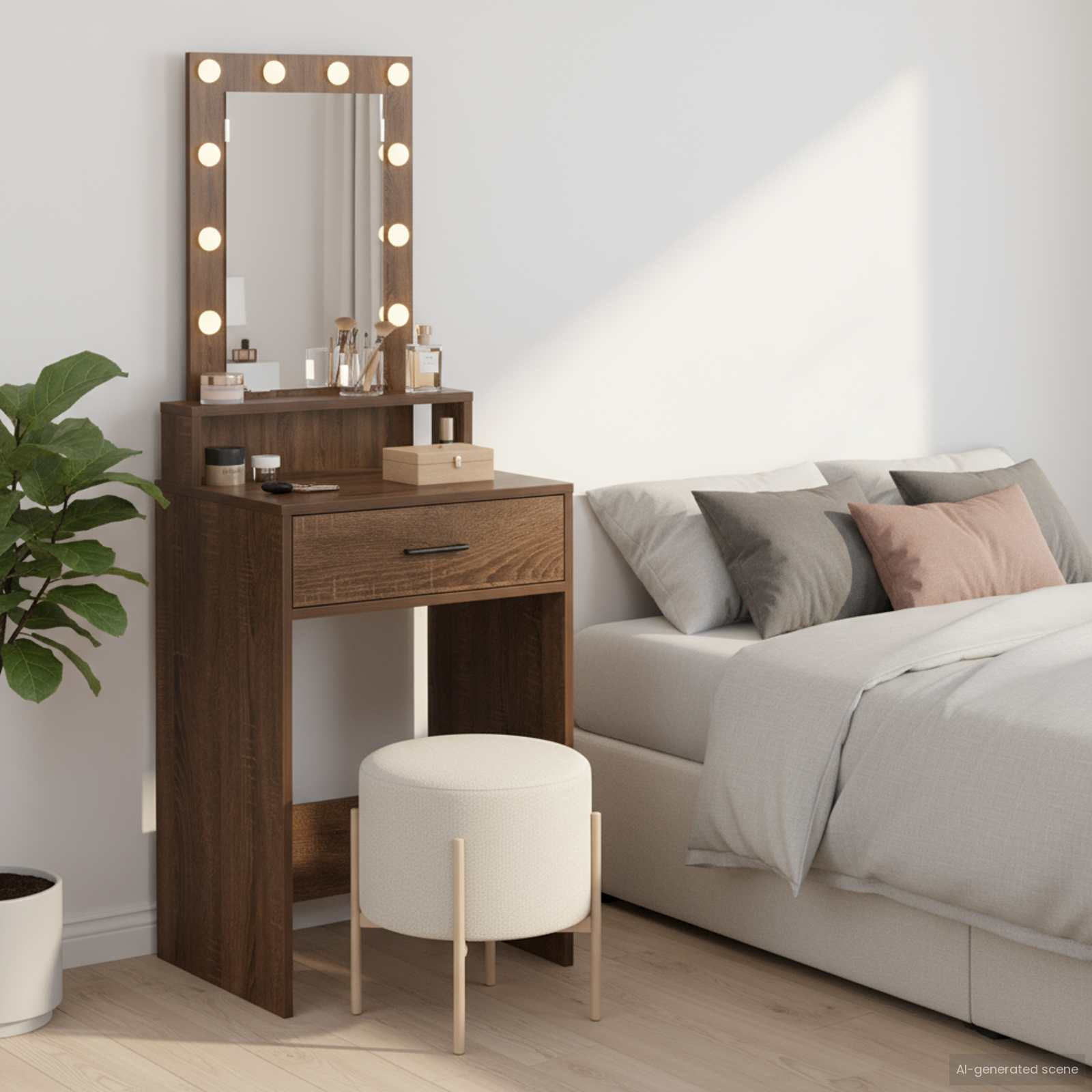 vidaXL Schminktisch mit Speicher Braun 50 x 41 x 140 cm Holzwerkstoff