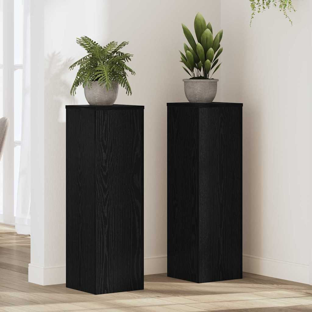 vidaXL Pflanzenständer 2 pcs Schwarz Eichen-Optik 25 x 25 x 80 cm
