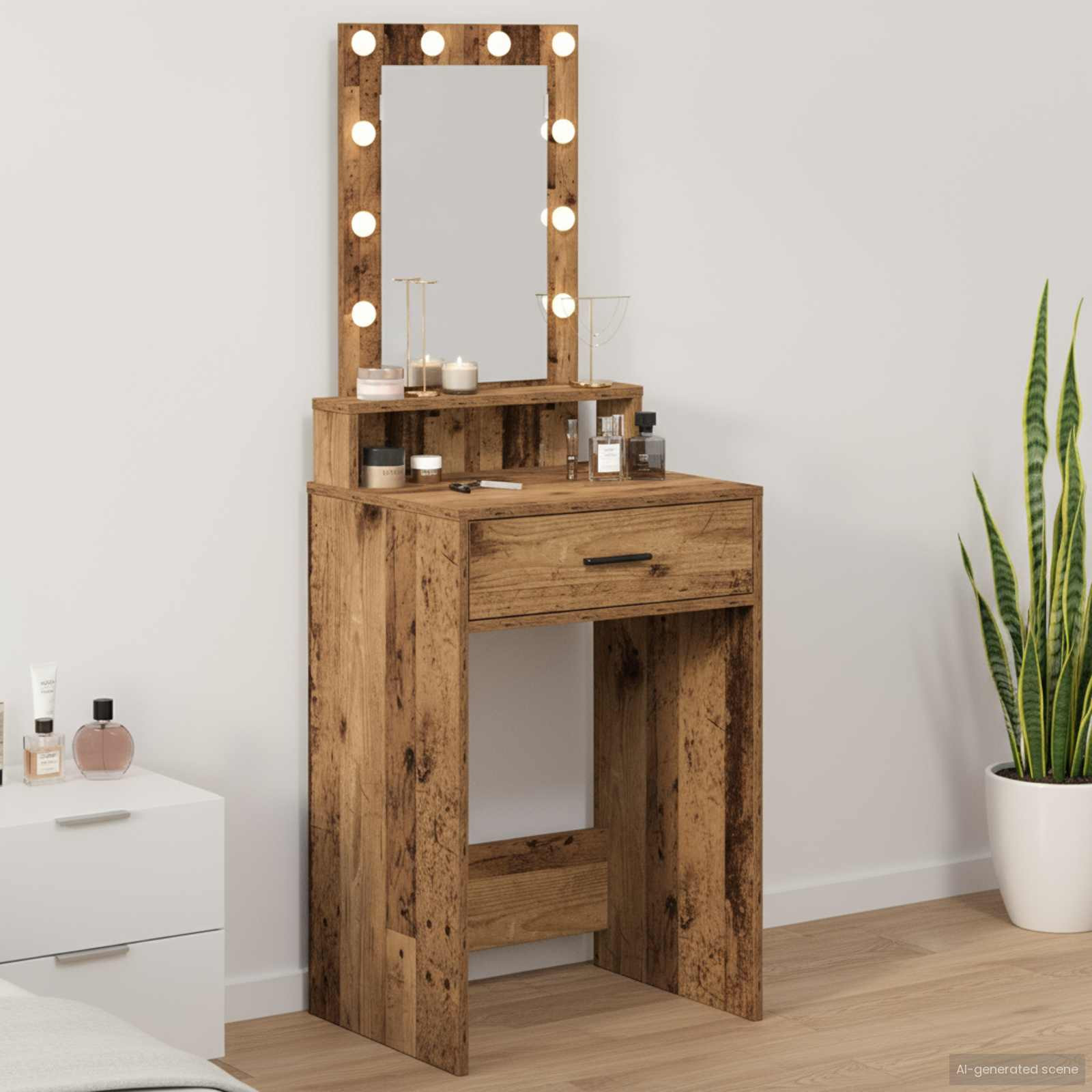vidaXL Schminktisch mit Speicher Braun 50 x 41 x 140 cm Holzwerkstoff