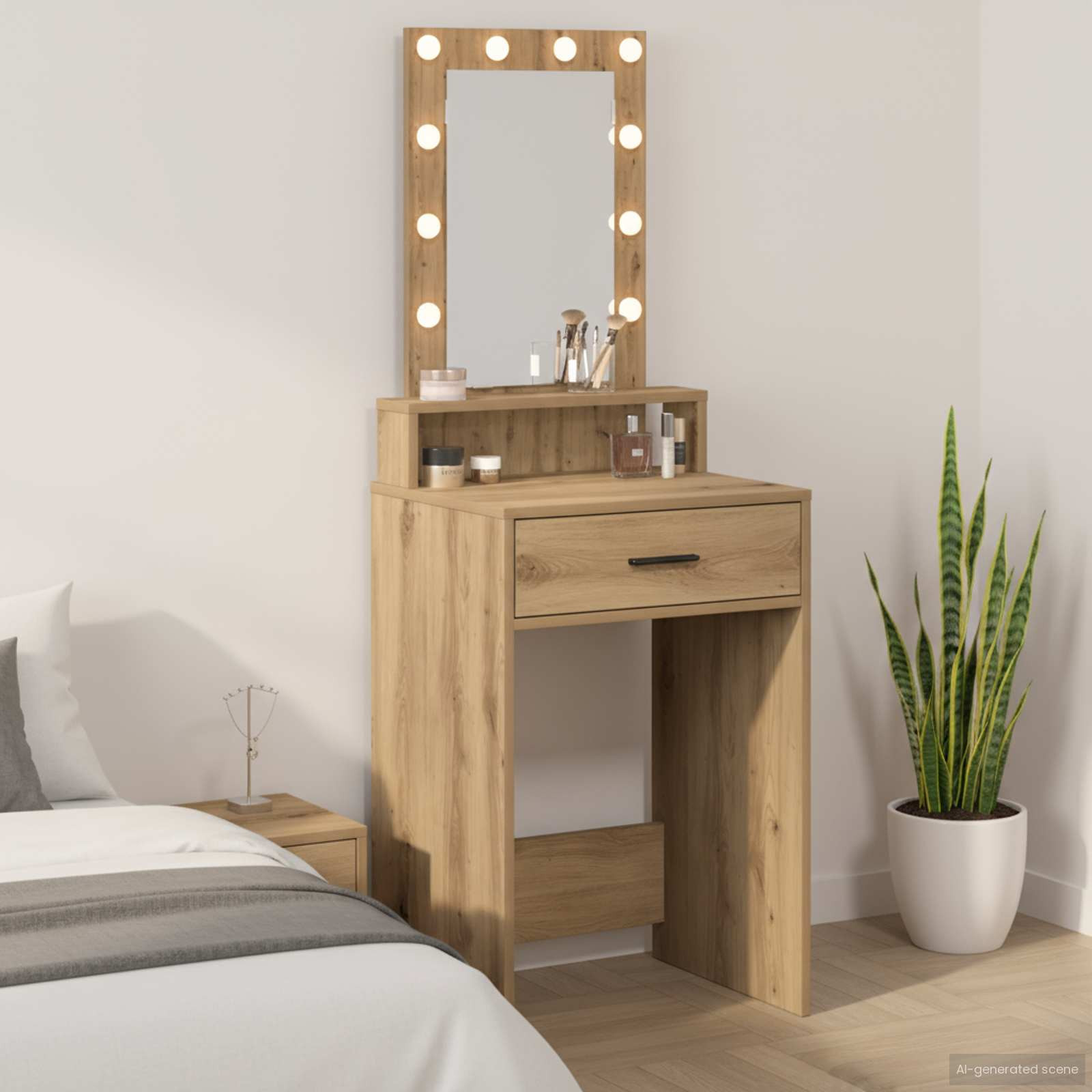 vidaXL Schminktisch mit Speicher Braun 50 x 41 x 140 cm Holzwerkstoff