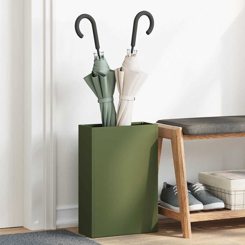 vidaXL Regenschirmständer Olivgrün 28 x 12 x 41 cm Stahl