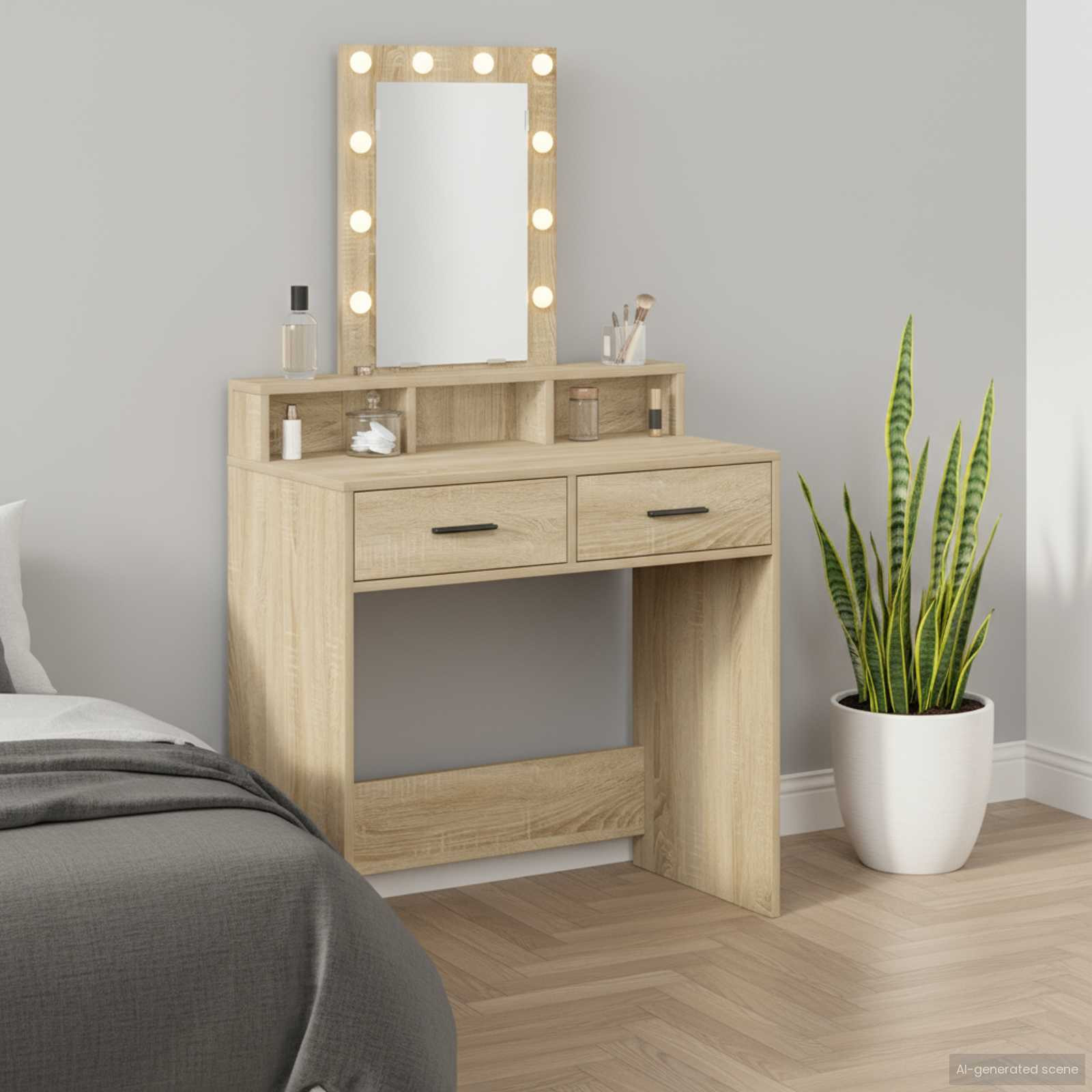 vidaXL Schminktisch mit Speicher Braun 79 x 41 x 140 cm Holzwerkstoff