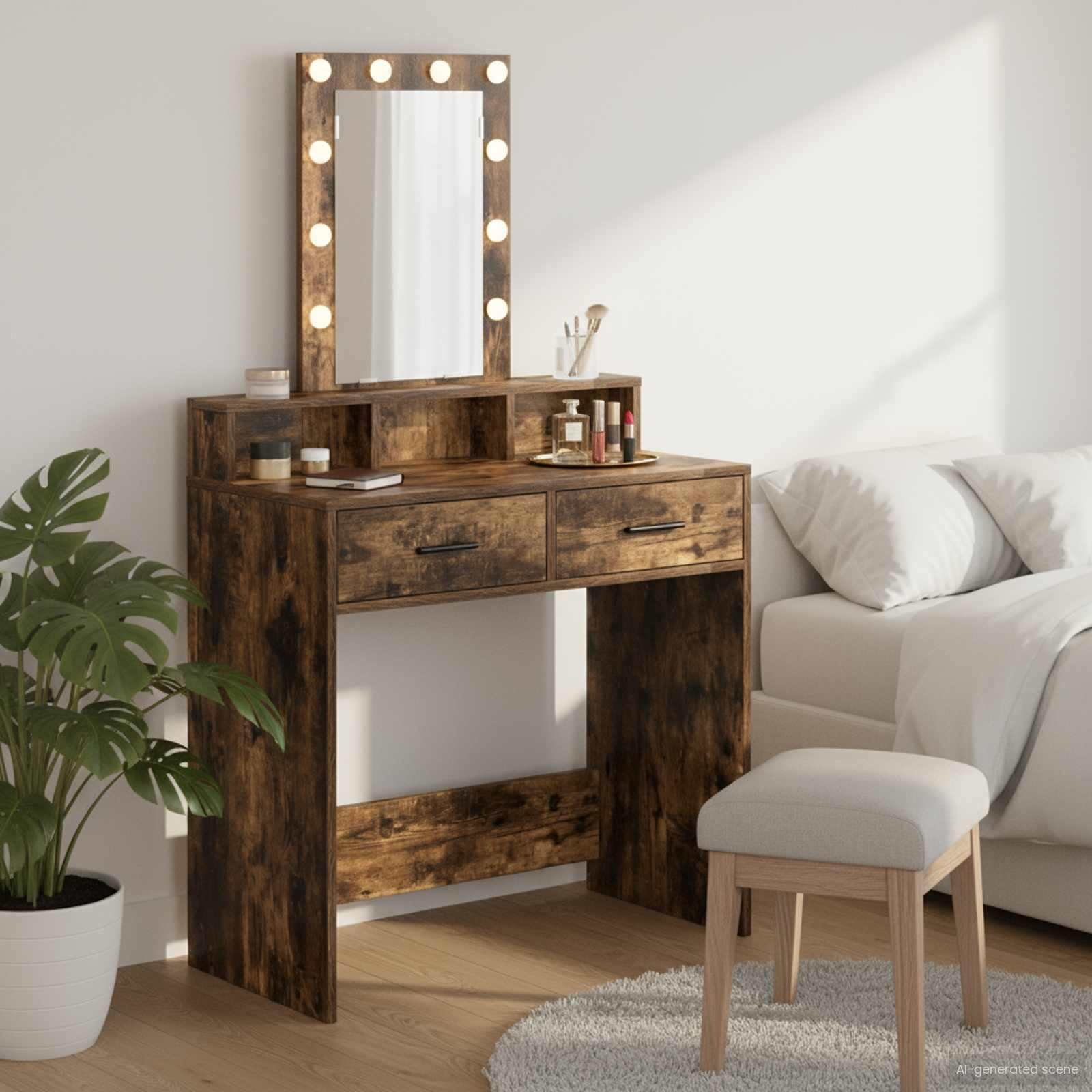 vidaXL Schminktisch mit Speicher Braun 79 x 41 x 140 cm Holzwerkstoff