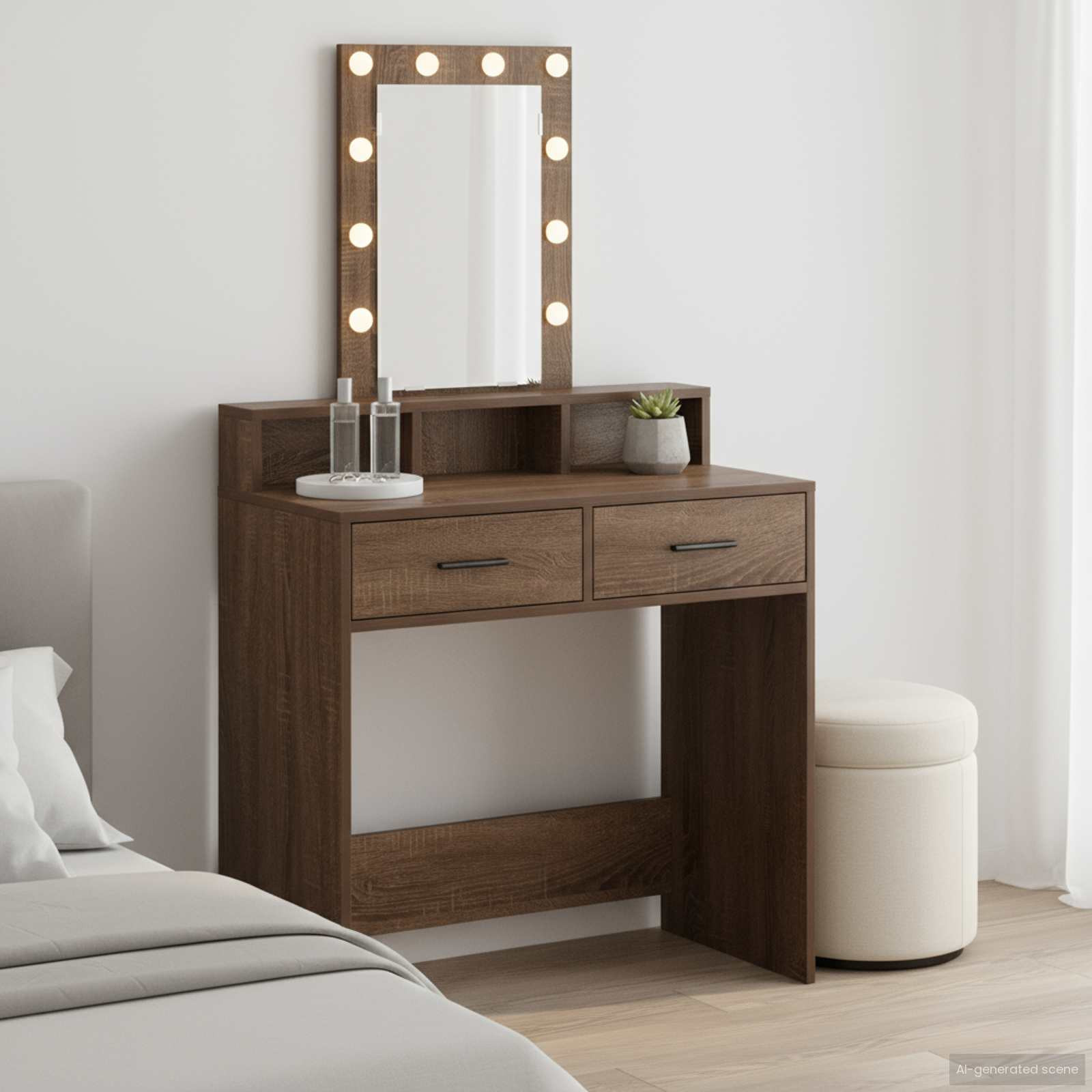 vidaXL Schminktisch mit Speicher Braun 79 x 41 x 140 cm Holzwerkstoff
