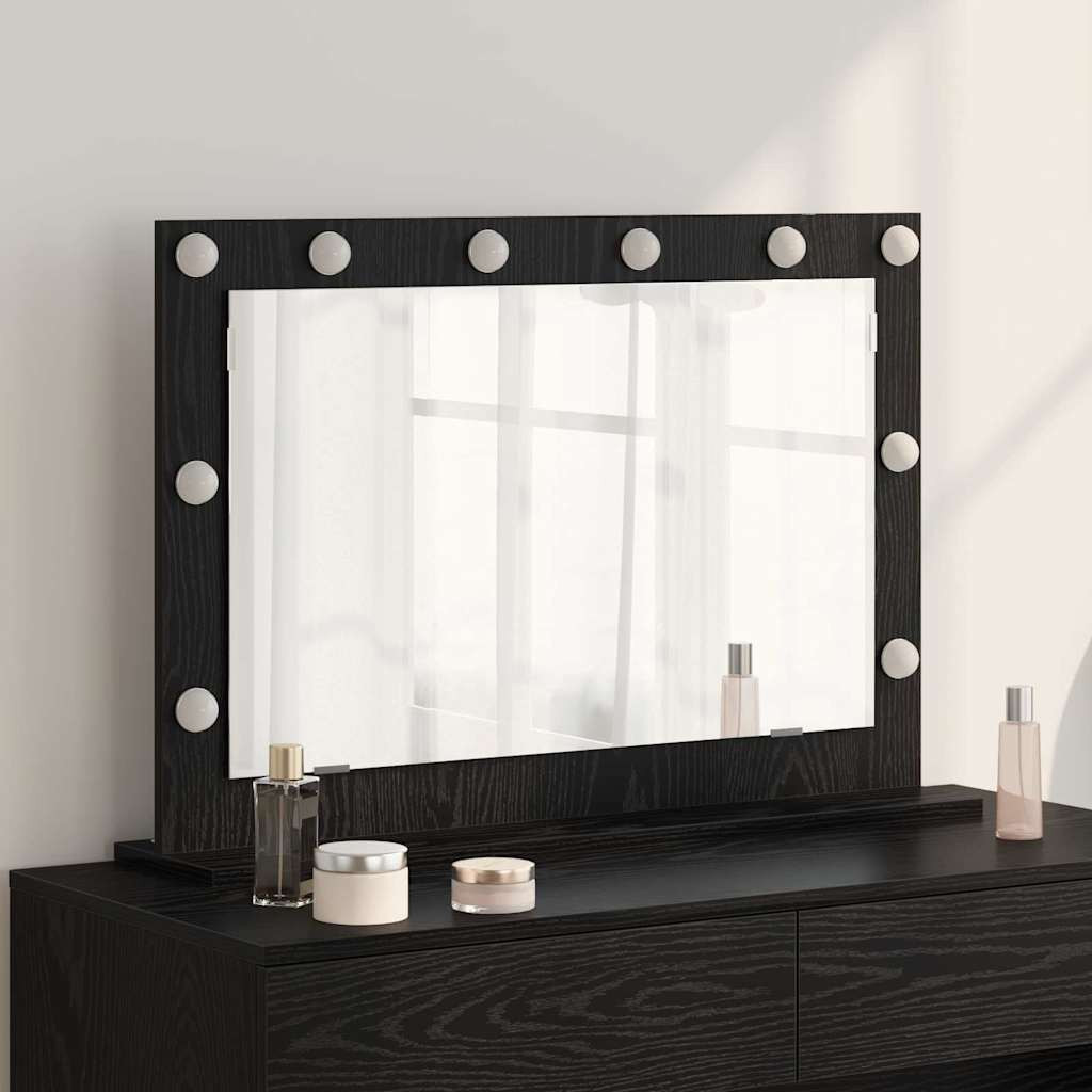 vidaXL Waschtischspiegel Schwarz Eichen-Optik 80 x 15 x 18 cm