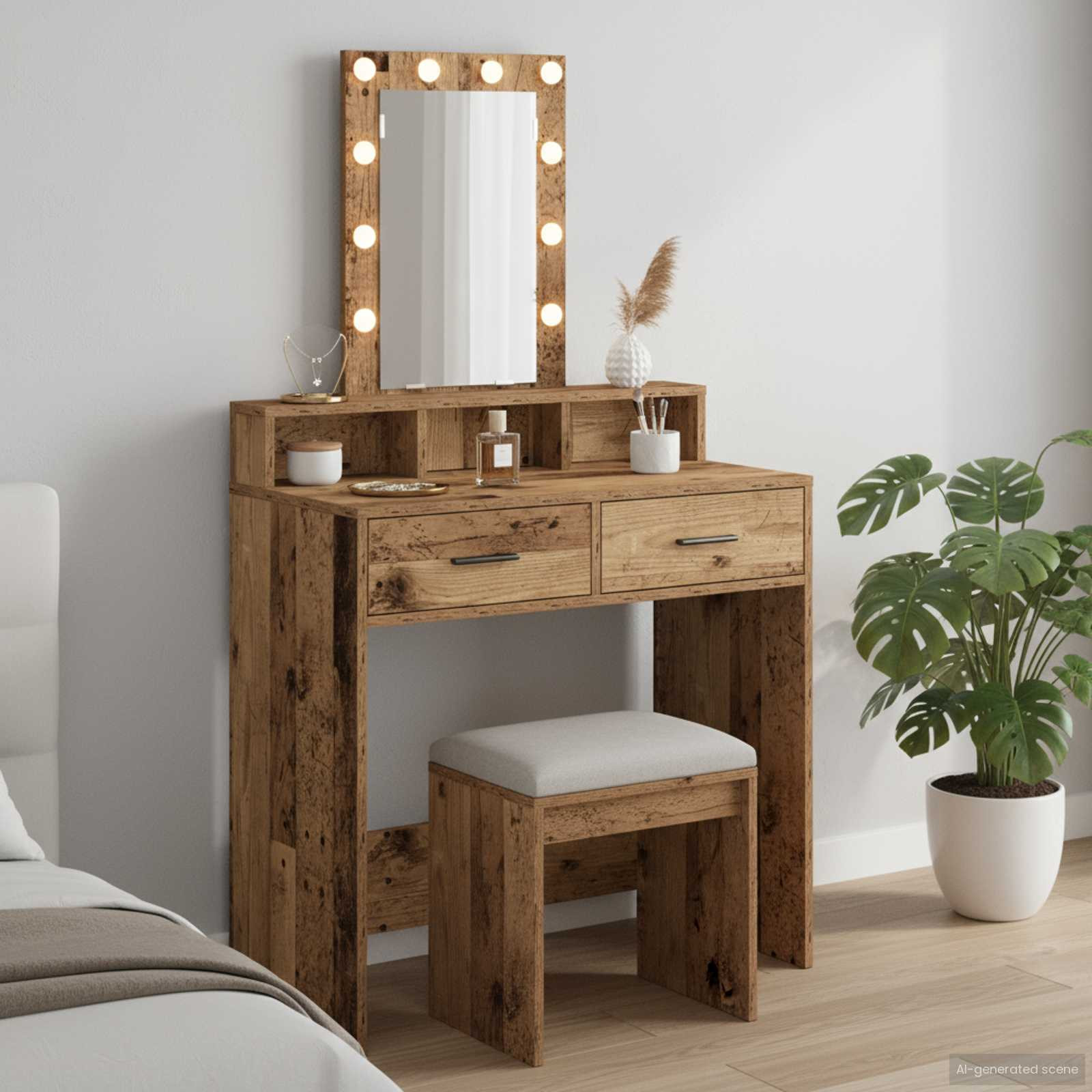 vidaXL Schminktisch mit Speicher Braun 79 x 41 x 140 cm Holzwerkstoff