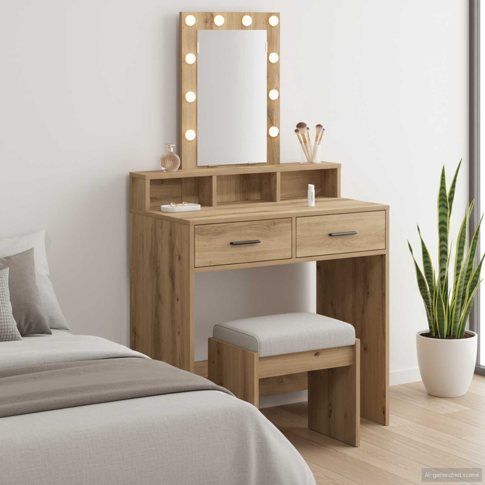 vidaXL Schminktisch mit Speicher Braun 79 x 41 x 140 cm Holzwerkstoff