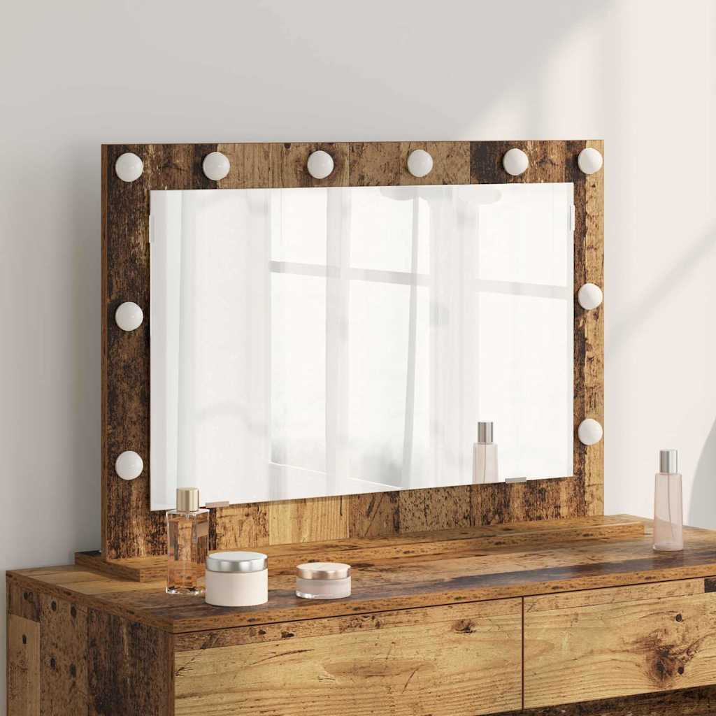 vidaXL Waschtischspiegel Rechtwinklig Altholz 80 x 55 x 18 cm