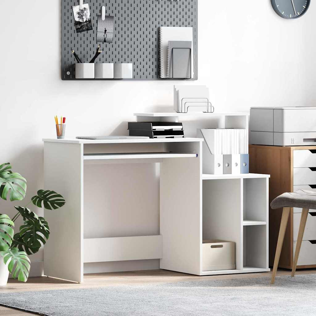 vidaXL Schreibtisch mit Regal Weiß 120,5 x 44 x 88,5 cm Holzwerkstoff