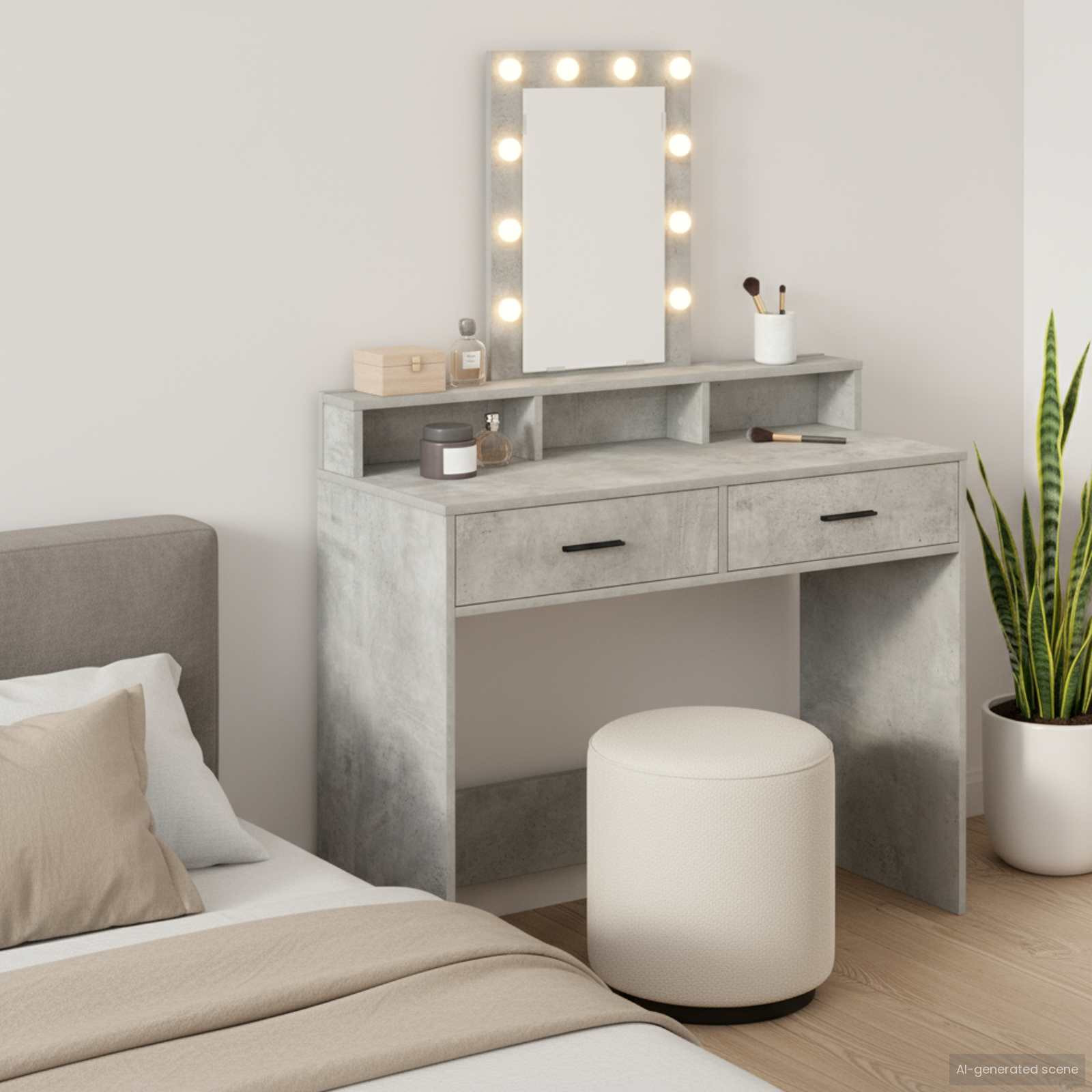 vidaXL Schminktisch mit Speicher Grau 100 x 41 x 140 cm Holzwerkstoff
