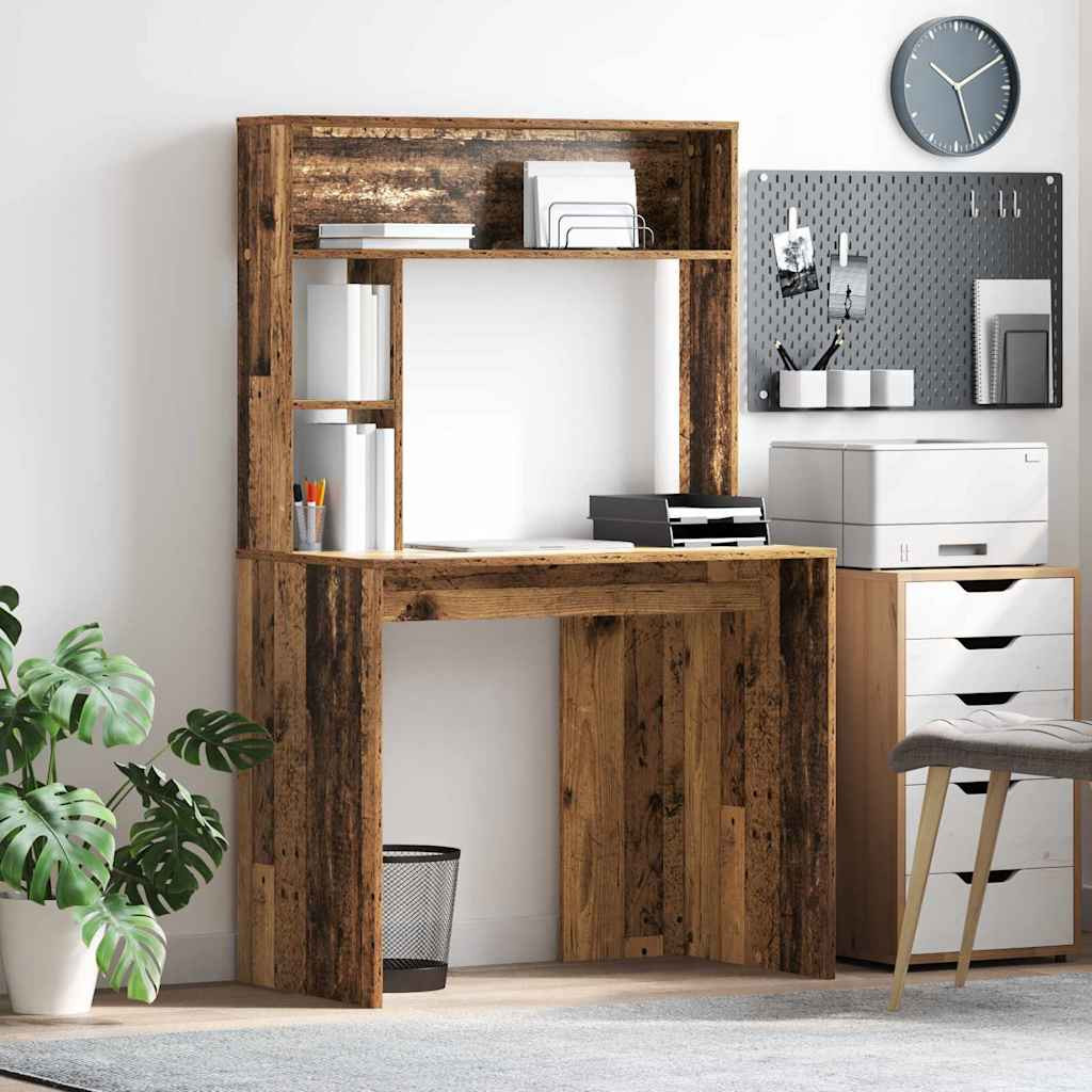 vidaXL Schreibtisch mit Regal Altholz 91 x 50 x 149 cm Holzwerkstoff