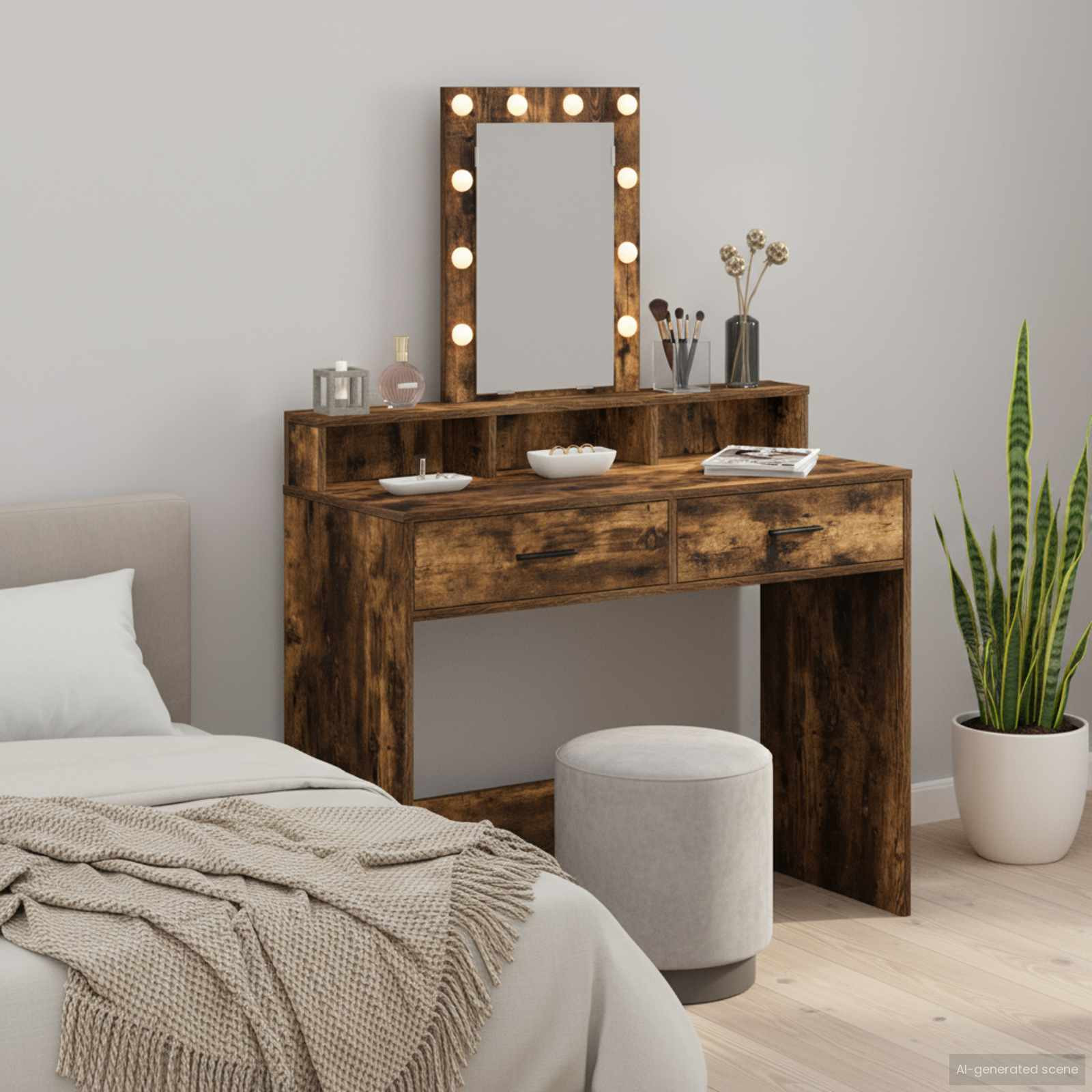 vidaXL Schminktisch mit Speicher Braun 100 x 41 x 140 cm Holzwerkstoff