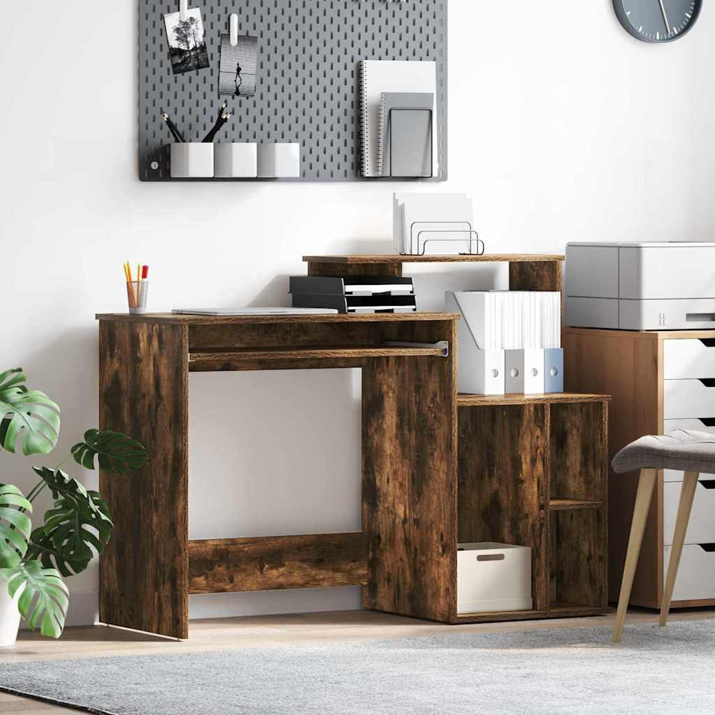 vidaXL Schreibtisch mit Regal Geräucherte Eiche 120,5 x 44 x 88,5 cm