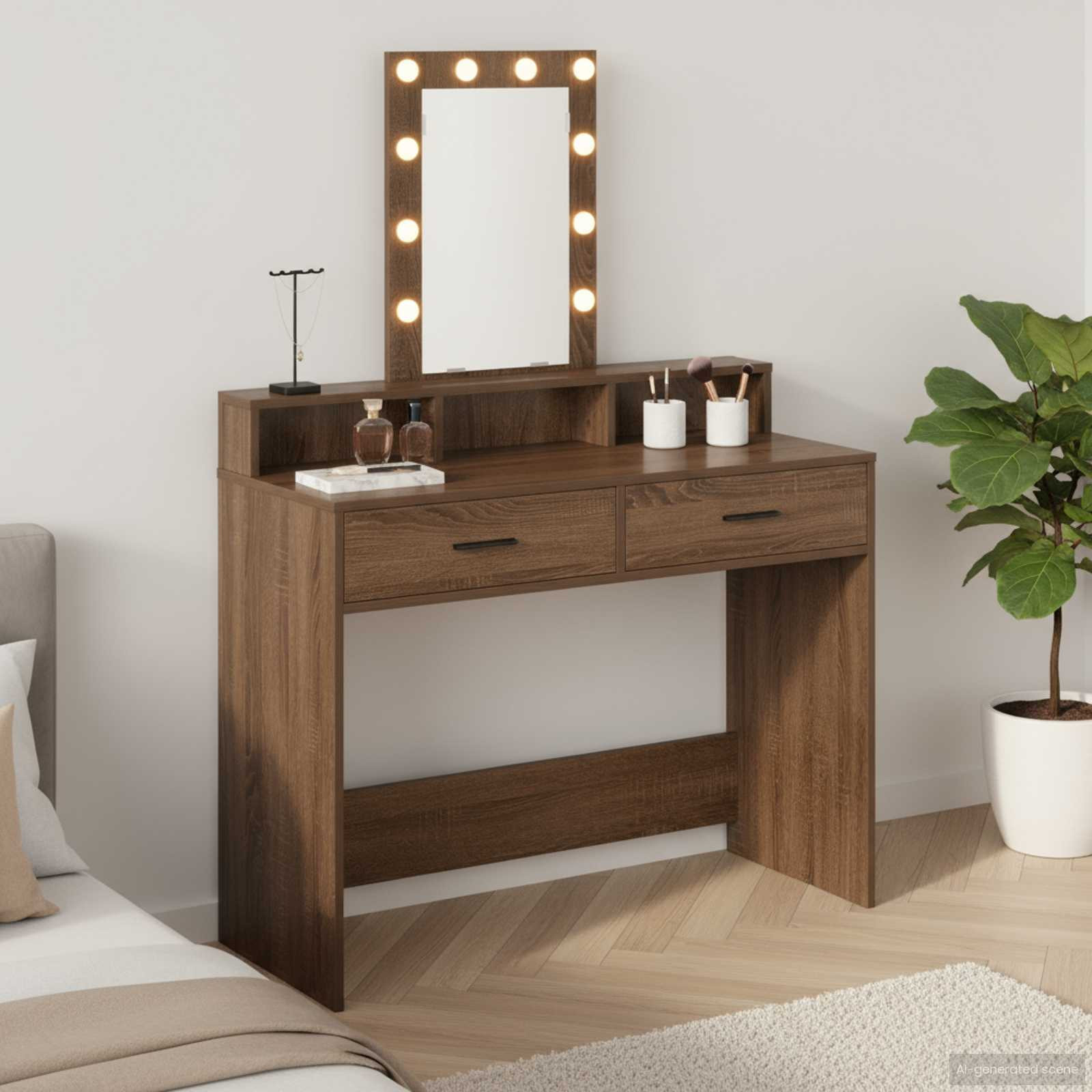 vidaXL Schminktisch mit Speicher Braun 100 x 41 x 140 cm Holzwerkstoff
