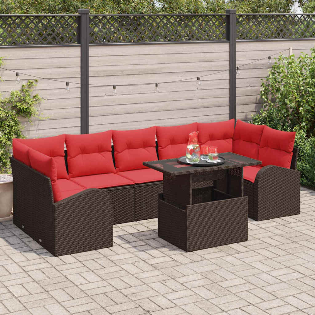 vidaXL Gartensofa-set mit Speicher 8 pcs Braun Poly-Rattan