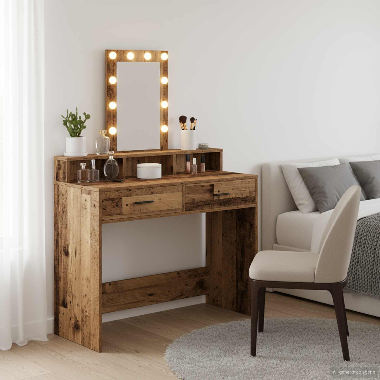 vidaXL Schminktisch mit Speicher Braun 100 x 41 x 140 cm Holzwerkstoff