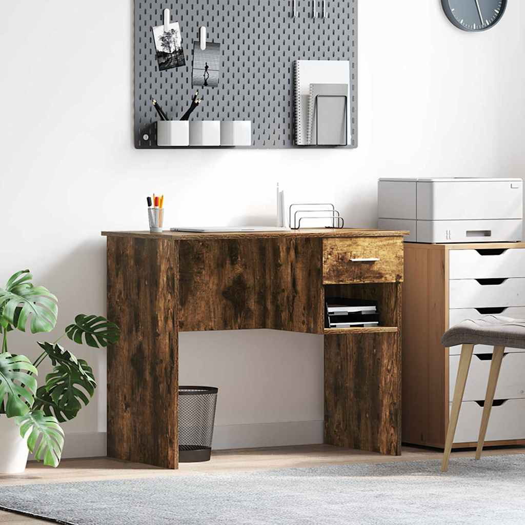vidaXL Schreibtisch Geräucherte Eiche 90 x 49 x 75 cm Holzwerkstoff