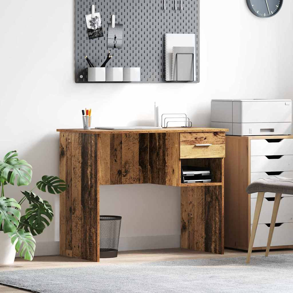 vidaXL Schreibtisch mit Regal Altholz 90 x 49 x 75 cm Holzwerkstoff