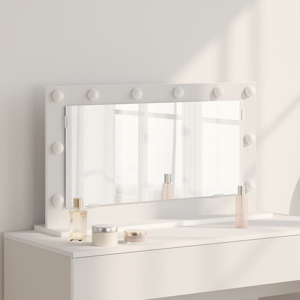 vidaXL Waschtischspiegel Weiß 80 x 45 x 18 cm Glas und furniertes Holz