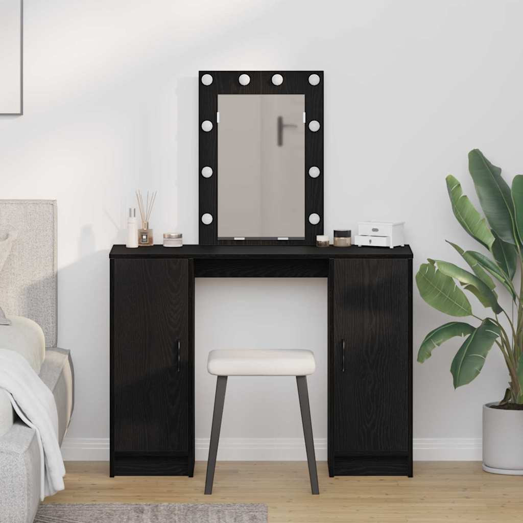vidaXL Schminktisch mit Tür Schwarz 102 x 33 x 135 cm Holzwerkstoff