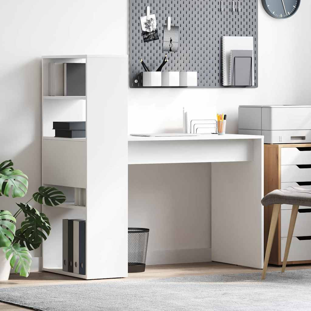 vidaXL Schreibtisch mit Regal Weiß 113 x 54 x 120 cm Holzwerkstoff