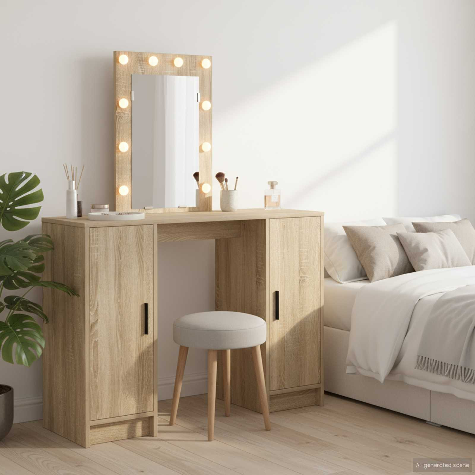 vidaXL Schminktisch mit Speicher Braun 102 x 33 x 135 cm Holzwerkstoff