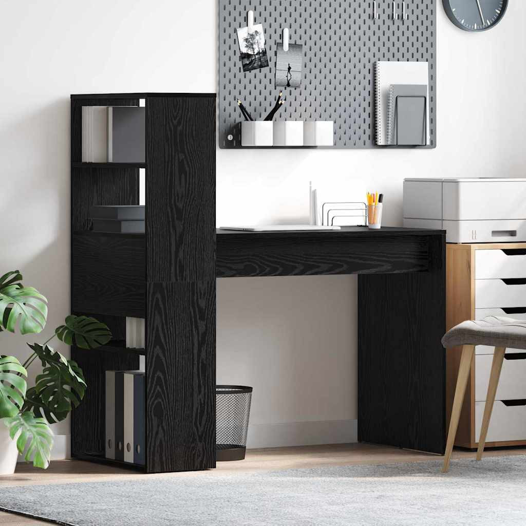 vidaXL Schreibtisch mit Regal Schwarz Eichen-Optik 113 x 54 x 120 cm