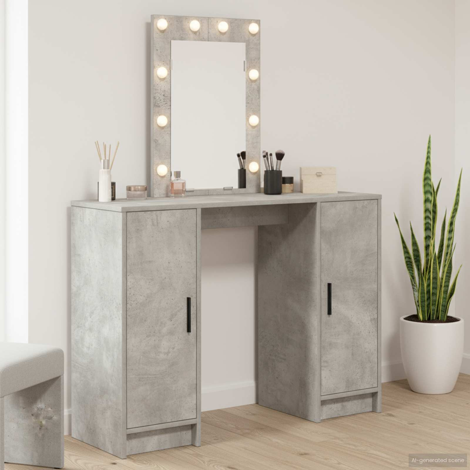 vidaXL Schminktisch mit Tür Hellgrau 102 x 33 x 135 cm Holzwerkstoff