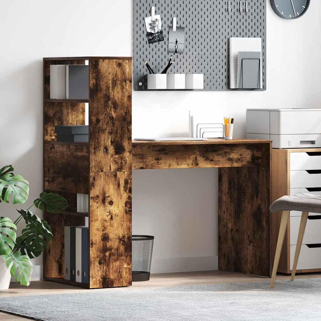 vidaXL Schreibtisch Geräucherte Eiche 113 x 54 x 120 cm Holzwerkstoff