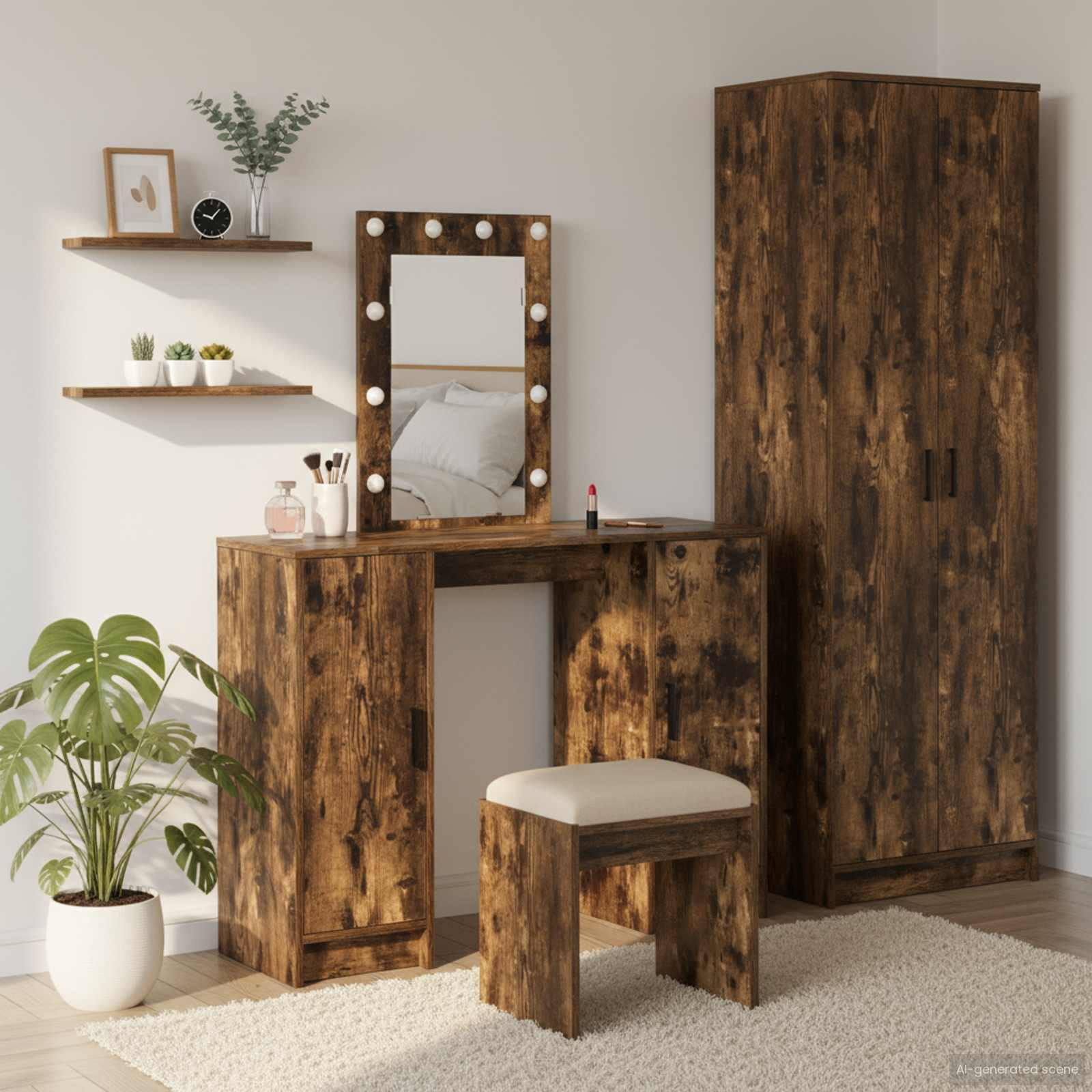vidaXL Schminktisch mit Speicher Braun 102 x 33 x 135 cm Holzwerkstoff