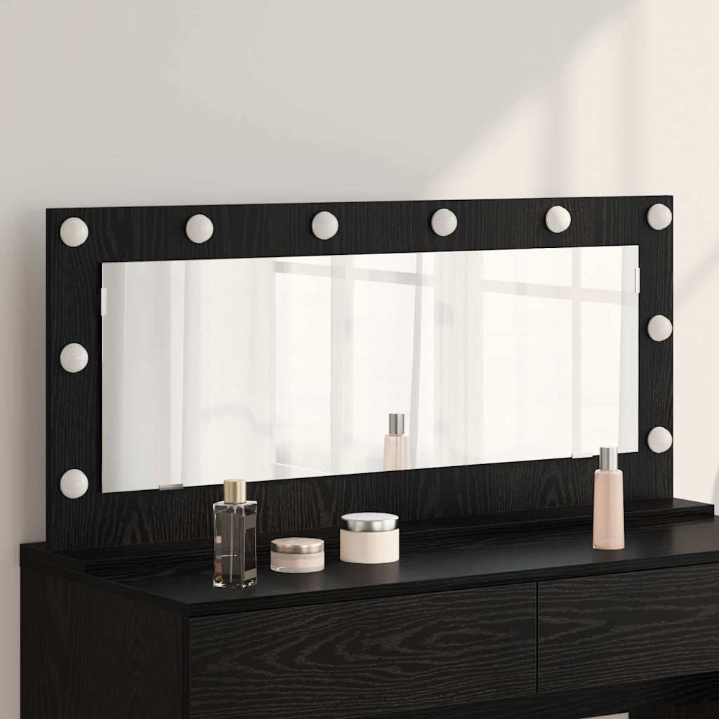 vidaXL Waschtischspiegel Schwarz Eichen-Optik 100 x 45 x 18 cm