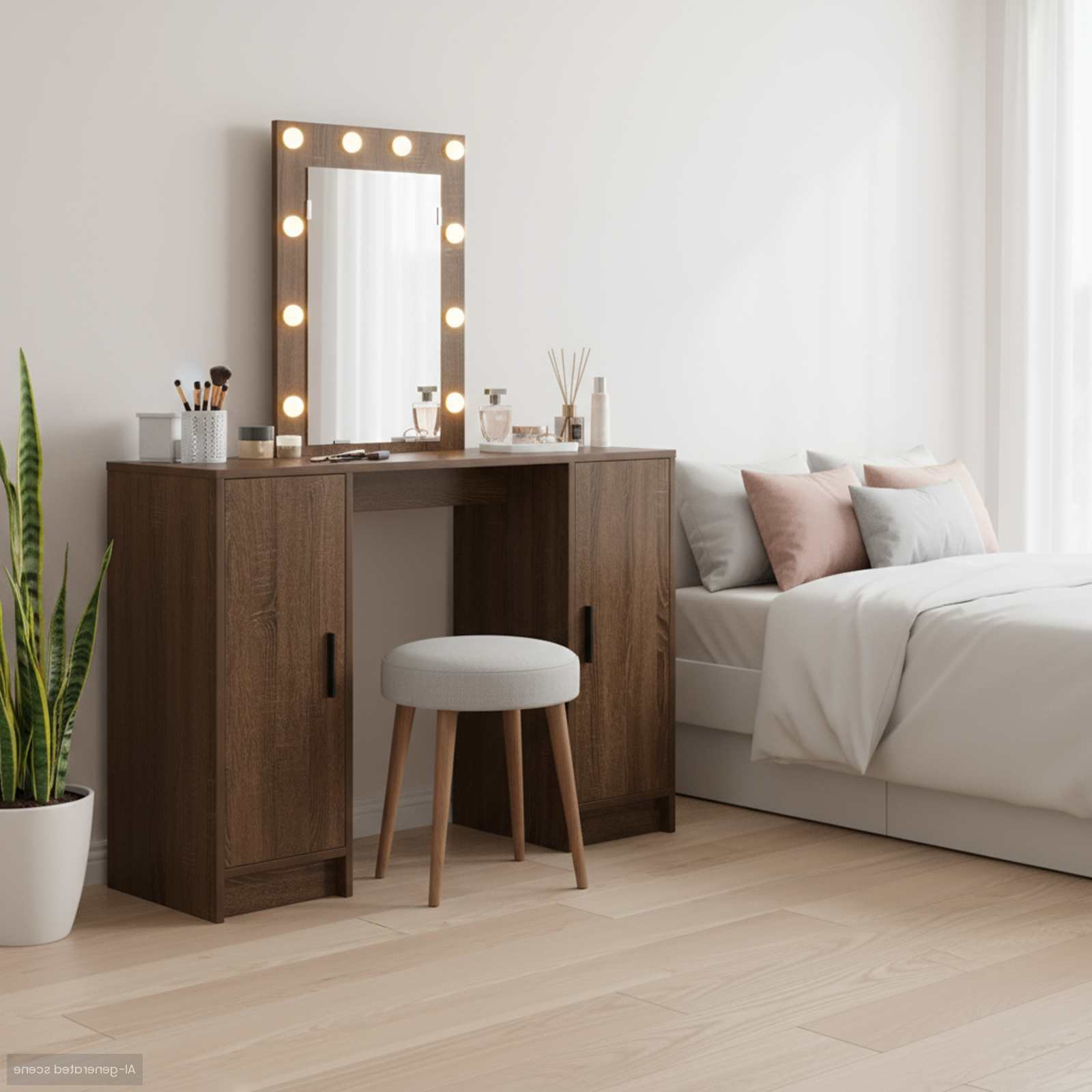 vidaXL Schminktisch mit Speicher Braun 102 x 33 x 135 cm Holzwerkstoff