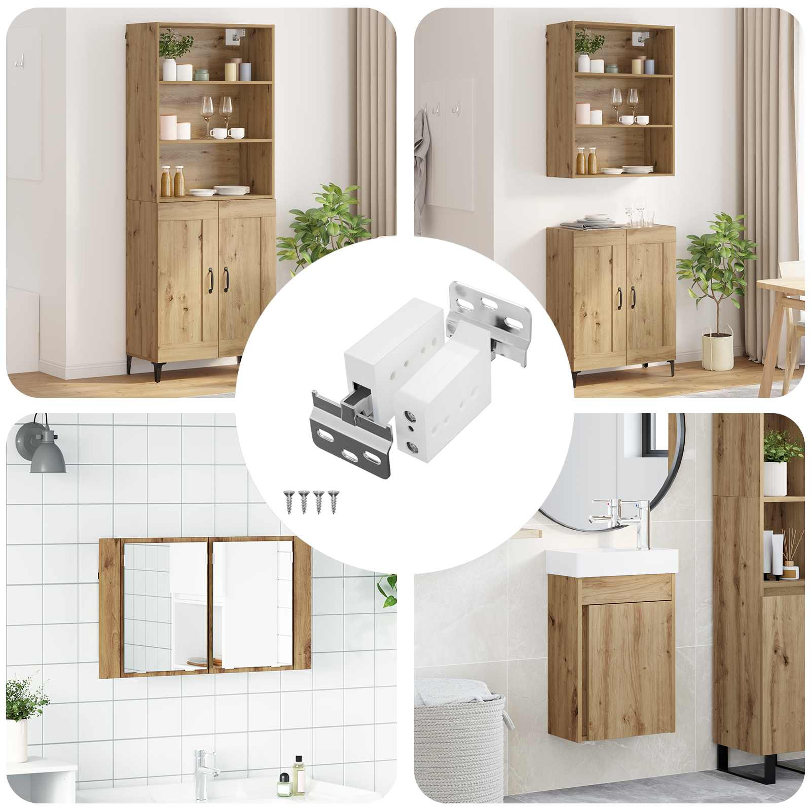 vidaXL Schrankhängemontagebügel 261 pcs Weiß 70 x 48 x 19 mm
