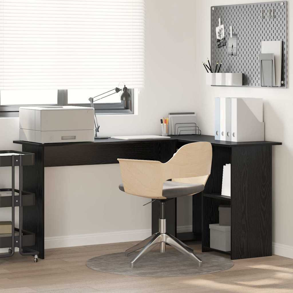 vidaXL Schreibtisch mit Regal Schwarz Eichen-Optik 142 x 102 x 73 cm