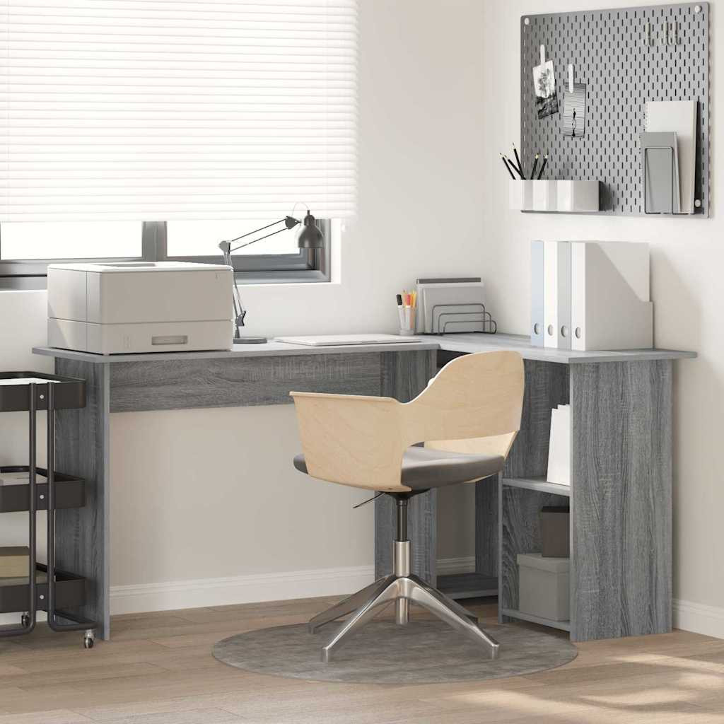 vidaXL Schreibtisch Graues Sonoma 142 x 102 x 73 cm Holzwerkstoff